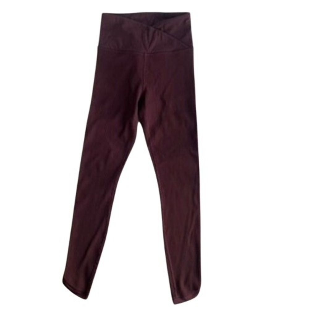 Athleta Elation Crossover Rib 7/8 Tight Legging Burgundy XS